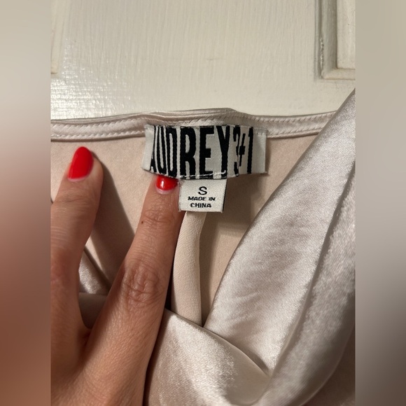 Audrey 3+1 Light Nude Satin Slip Dress - Picture 3 of 7